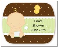 Baby Neutral Caucasian - Personalized Baby Shower Rounded Corner Stickers