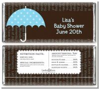 Baby Sprinkle Umbrella Blue - Personalized Baby Shower Candy Bar Wrappers