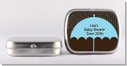 Baby Sprinkle Umbrella Blue - Personalized Baby Shower Mint Tins