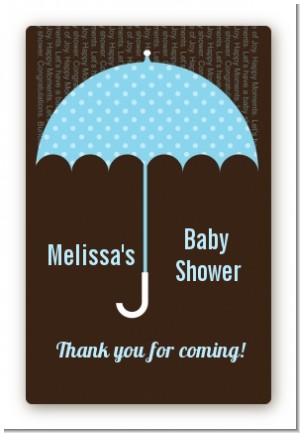 Baby Sprinkle Umbrella Blue - Custom Large Rectangle Baby Shower Sticker/Labels