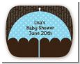 Baby Sprinkle Umbrella Blue - Personalized Baby Shower Rounded Corner Stickers thumbnail