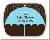 Baby Sprinkle Umbrella Blue - Personalized Baby Shower Rounded Corner Stickers