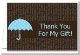 Baby Sprinkle Umbrella Blue - Baby Shower Thank You Cards