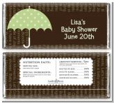 Baby Sprinkle Umbrella Green - Personalized Baby Shower Candy Bar Wrappers
