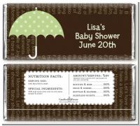 Baby Sprinkle Umbrella Green - Personalized Baby Shower Candy Bar Wrappers
