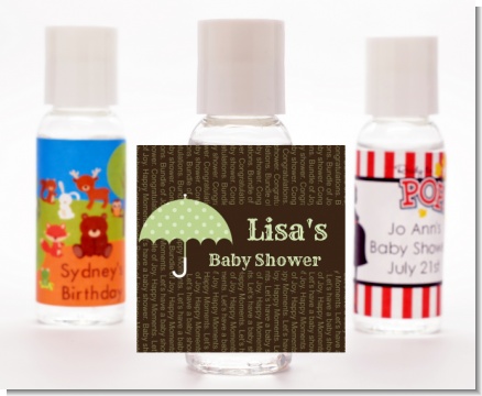Baby Sprinkle Umbrella Green - Personalized Baby Shower Hand Sanitizers Favors