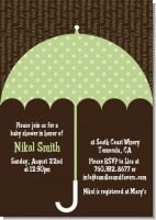 Baby Sprinkle Umbrella Green - Baby Shower Invitations