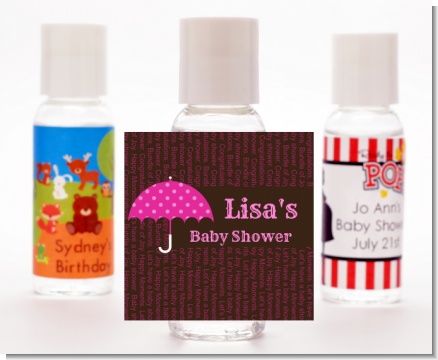 Baby Sprinkle Umbrella Pink - Personalized Baby Shower Hand Sanitizers Favors