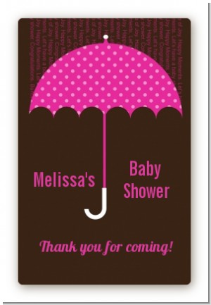 Baby Sprinkle Umbrella Pink - Custom Large Rectangle Baby Shower Sticker/Labels