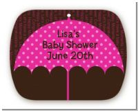 Baby Sprinkle Umbrella Pink - Personalized Baby Shower Rounded Corner Stickers