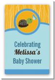 Baby Turtle Blue - Custom Large Rectangle Baby Shower Sticker/Labels