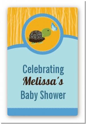 Baby Turtle Blue - Custom Large Rectangle Baby Shower Sticker/Labels