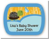 Baby Turtle Blue - Personalized Baby Shower Rounded Corner Stickers