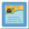 Baby Turtle Blue - Square Personalized Baby Shower Sticker Labels thumbnail