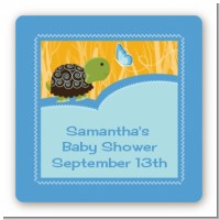 Baby Turtle Blue - Square Personalized Baby Shower Sticker Labels