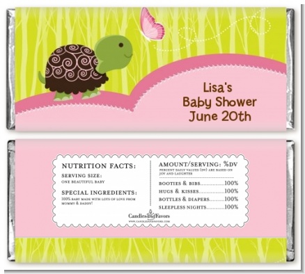 Baby Turtle Pink - Personalized Baby Shower Candy Bar Wrappers