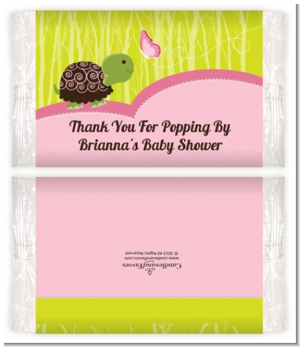 Baby Turtle Pink - Personalized Popcorn Wrapper Baby Shower Favors