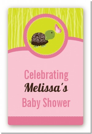 Baby Turtle Pink - Custom Large Rectangle Baby Shower Sticker/Labels