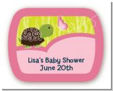 Baby Turtle Pink - Personalized Baby Shower Rounded Corner Stickers