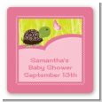 Baby Turtle Pink - Square Personalized Baby Shower Sticker Labels thumbnail