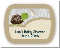 Baby Turtle Neutral - Personalized Baby Shower Rounded Corner Stickers