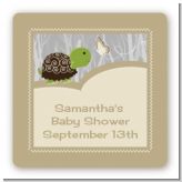 Baby Turtle Neutral - Square Personalized Baby Shower Sticker Labels