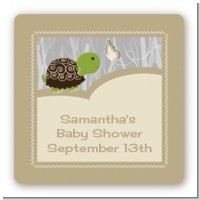 Baby Turtle Neutral - Square Personalized Baby Shower Sticker Labels