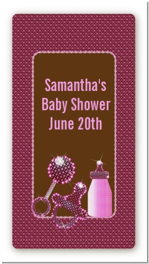 Baby Bling Pink - Custom Rectangle Baby Shower Sticker/Labels