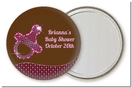 Baby Bling Pink Pacifier - Personalized Baby Shower Pocket Mirror Favors