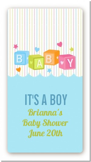 Baby Blocks Blue - Custom Rectangle Baby Shower Sticker/Labels