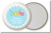 Baby Blocks Blue - Personalized Baby Shower Pocket Mirror Favors