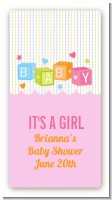 Baby Blocks Pink - Custom Rectangle Baby Shower Sticker/Labels