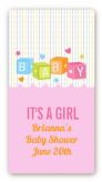 Baby Blocks Pink - Custom Rectangle Baby Shower Sticker/Labels