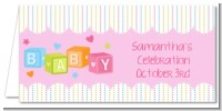 Baby Blocks Pink - Personalized Baby Shower Place Cards