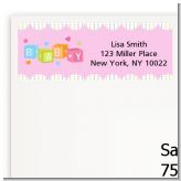 Baby Blocks Pink - Baby Shower Return Address Labels