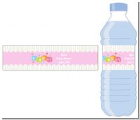 Baby Blocks Pink - Personalized Baby Shower Water Bottle Labels