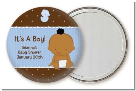 Baby Boy African American - Personalized Baby Shower Pocket Mirror Favors