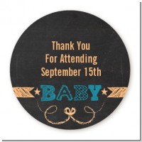 Baby Boy Chalk Inspired - Round Personalized Baby Shower Sticker Labels
