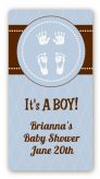 Baby Feet Pitter Patter Blue - Custom Rectangle Baby Shower Sticker/Labels