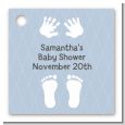 Baby Feet Pitter Patter Blue - Personalized Baby Shower Card Stock Favor Tags thumbnail
