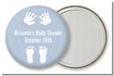Baby Feet Pitter Patter Blue - Personalized Baby Shower Pocket Mirror Favors