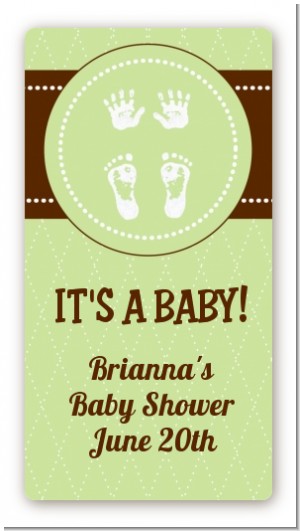 Baby Feet Pitter Patter Neutral - Custom Rectangle Baby Shower Sticker/Labels