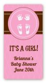 Baby Feet Pitter Patter Pink - Custom Rectangle Baby Shower Sticker/Labels