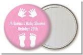 Baby Feet Pitter Patter Pink - Personalized Baby Shower Pocket Mirror Favors