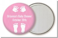 Baby Feet Pitter Patter Pink - Personalized Baby Shower Pocket Mirror Favors