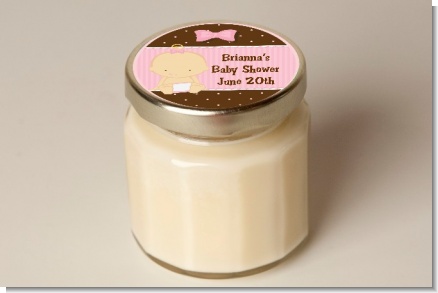 Baby Girl Caucasian - Baby Shower Personalized Candle Jar