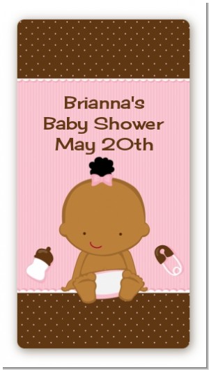 Baby Girl African American - Custom Rectangle Baby Shower Sticker/Labels
