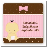 Baby Girl Asian - Square Personalized Baby Shower Sticker Labels