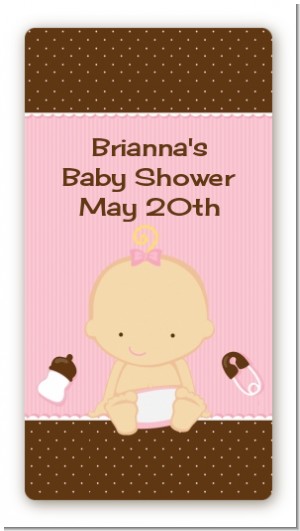 Baby Girl Caucasian - Custom Rectangle Baby Shower Sticker/Labels