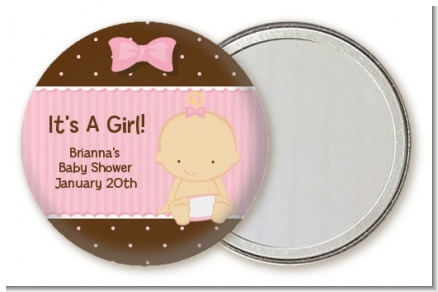 Baby Girl Caucasian - Personalized Baby Shower Pocket Mirror Favors